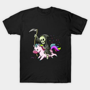 Cute Death riding a Kawaii Unicorn T-Shirt